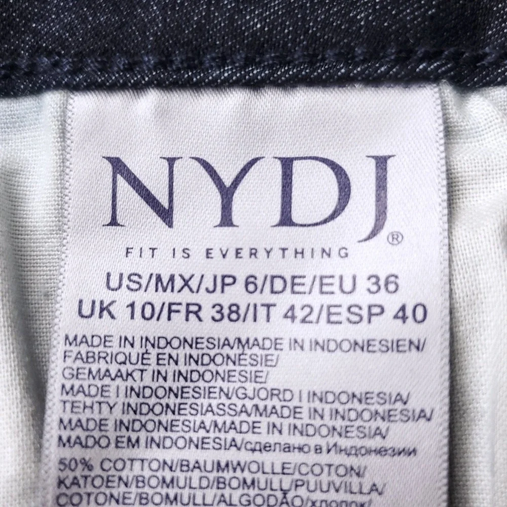 NYDJ Relaxed Straight Lift Tuck Jeans Women 6 Dark Blue Coastal Quiet Luxury